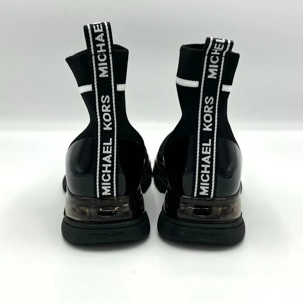 Michael Kors Kendra Black White Striped Sock Booties 5.5 Mod Op Art Y2K